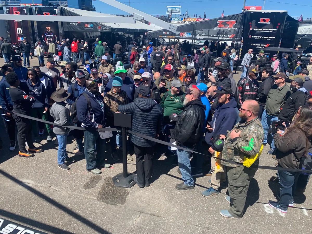 AB Motorsports guests and team inside the pit-side hospitality experience